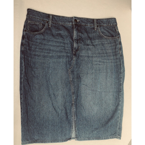 18W Terra And Sky Modest Denim Skirt Womens 5 Pocket Front Slit Jean Skirt 28" - Picture 5 of 12